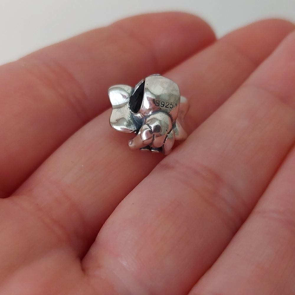925 Sterling Silver Baby Elephant Charm - Picture 3 of 7